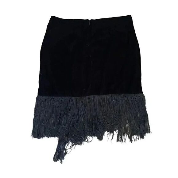 NWT Zara Women Black Fringed Velvet High Waist Ruched Front Detail Mini S #1140 - Picture 6 of 15